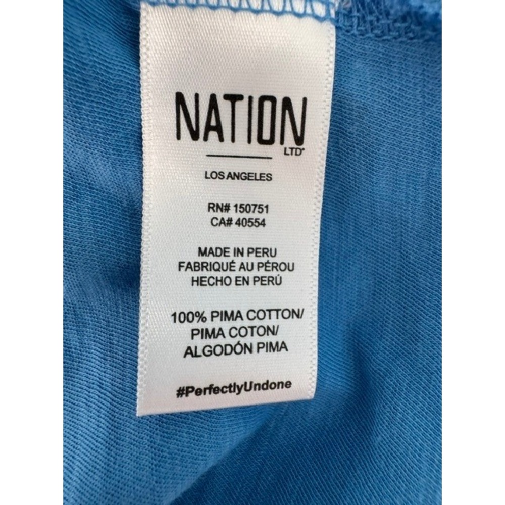 Nation Ltd Celine Puff Sleeve Pima Cotton Top Royal Blue Women's Large EUC - Picture 4 of 8